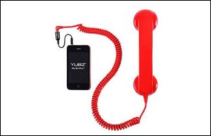 An old-fashioned handset for cell phones originally was created as a gag gift.