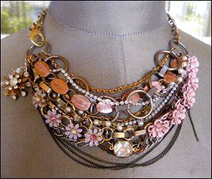 Costume jewelry refashioned into a modern piece.