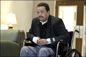Jack Ford, in a wheelchair in the lobby of Regency Hospital, discusses his illness. Noticeably slimmer, the 64-year-old former mayor of Toledo says he's down to 235 pounds after losing 80 pounds, and now qualifies for the eligibility list for a kidney transplant.