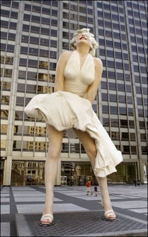 Seward Johnson's 26-foot-tall sculpture of Marilyn Monroe, in her most famous wind-blown pose, from the movie 