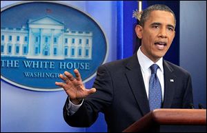 President Barack Obama makes a statement Friday in the Brady Briefing Room at the White House on the break down of debt ceiling talks.