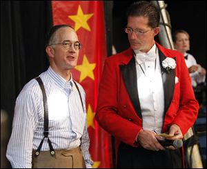 Guest ringmaster John Robinson Block, longtime circus enthusiast, thanks the Kelly Miller Circus for pitching their Big Tent in this corner of Northwest Ohio.