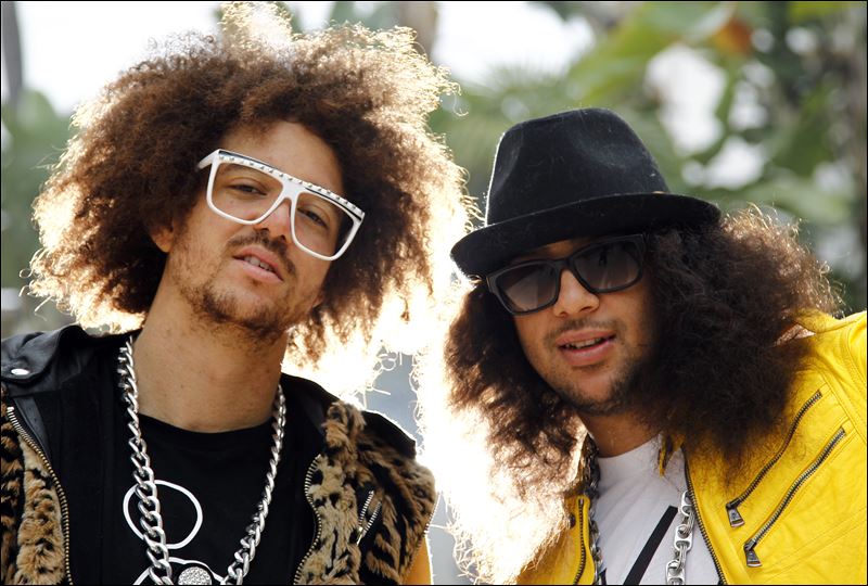 Redfoo left and SkyBlu form the music group LMFAO