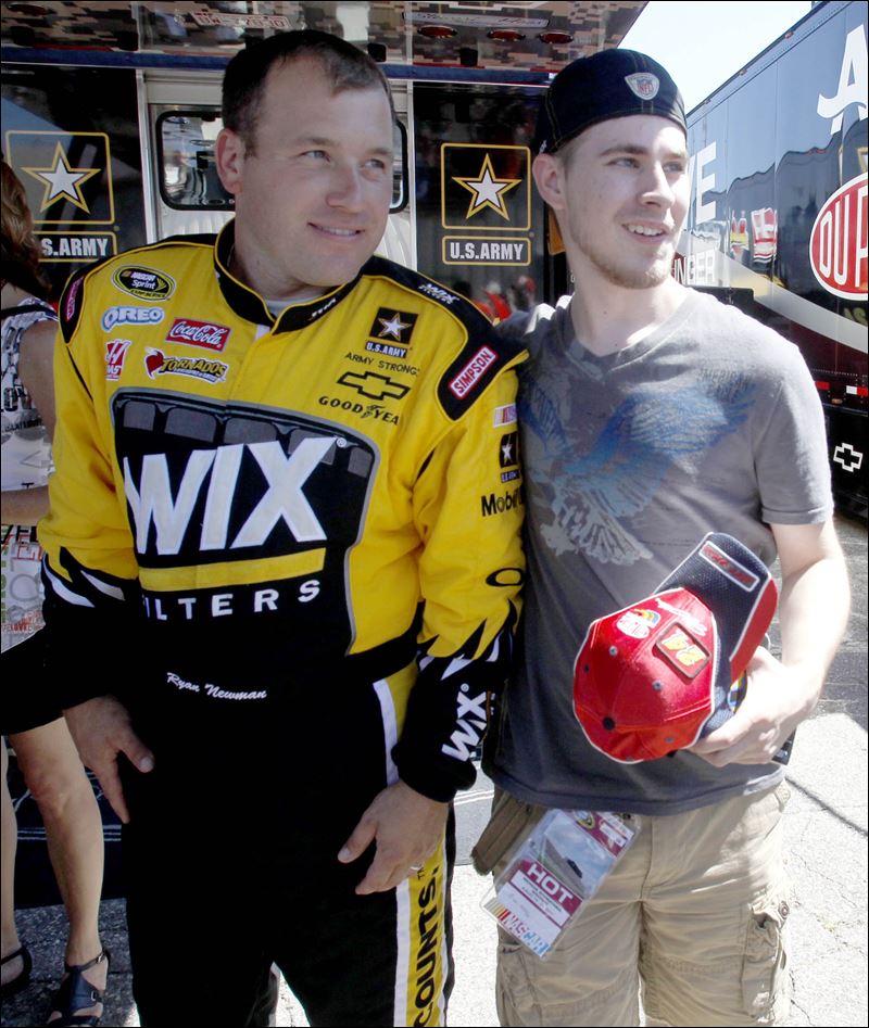 Ryan Newman poses for a photo with Brian Angel of Toledo