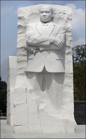 The Rev. Martin Luther King Jr. Memorial is seen on the National Mall in Washington is scheduled to be dedicated later this week. 