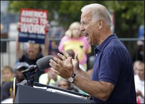 Vice President Joe Biden speaks at an AFL-CIO Labor Day picnic, Monday, Sept. 5, 2011, at Coney Island in Cincinnati.