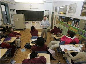 Nathan Howard discusses "The Count of Monte Cristo" with his tenth grade literature class.  Learning and teaching at Horizon Science Academy-Toledo.