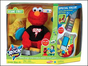Sesame Street Let's Rock Elmo! from Hasbro is an Elmo doll that sings. It comes with a drum, tambourine, and microphone and sells for $69.99. Another interactive on the list but not pictured is Radica Fijit Friends by Mattel, for $49.99, robotic toys that dance and respond to squeezes and spoken words.
