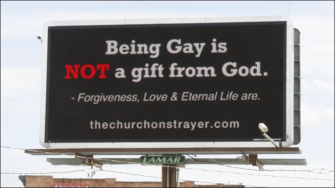 The Church on Strayer paid for this response to a United Methodist church's billboard.