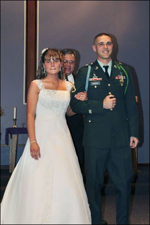 Wedding photos of  Danielle and Evan Donoho from Facebook.