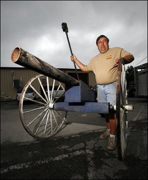 Jeff Chamberlain recently pulled out of storage this cannon, which he built himself in the late 1970s and fired after touchdowns by the Anthony Wayne team.