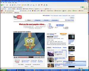 In this still image of a computer screen showing the YouTube website, an image of the Nickelodeon character SpongeBob SquarePants is seen. Nickelodeon owner Viacom Inc. sued the popular video-sharing site YouTube and its corporate parent, Google Inc., on Tuesday, March 13, 2007 seeking more than $1 billion in damages on claims of widespread copyright infringement.