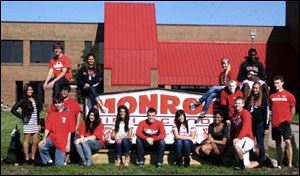 The nominees are, sitting atop sign, from left, Mitchell Tyrson, Marina Aguilera, Amanda Huber, and Marving Antwih. Standing, from left, Yurid (Judy) Vasquez, Michael McBride, Sean Linton, Jordan Burman, Tony Simonton. Sitting, from left, Kallie Cassidy, Samantha Waltz, Drak Minton, Ryley Bourbina, and Asia Jackson. Kneeling, from left, Will Schwab and Jacob Eby. 