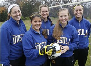 From left, Grace Kenney, Nicole Vahalik, Megan David, Kelley Farell, and Kiley Armstrong all hope to lead St. Ursula past defending state champ Cuyahoga Falls Walsh Jesuit.