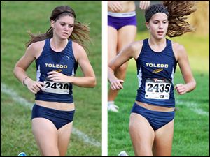 University of Toledo freshman Megan Csehi, left, and senior Amanda Mannon ran together at Clay High School and have renewed their friendship this fall with the UT women's cross country team. 