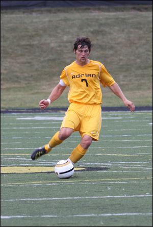 Jamie Brower, a junior at Adrian College, says he's not looking for goals but is 'trying to set up other people for goals.' His play this past season earned him a spot on the All-Michigan Intercollegiate Athletic Association second team for the second straight season.