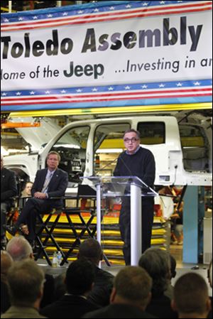 Chrysler CEO Sergio Marchionne announces investment plans for the Toledo North plant at the Toledo Assembly complex, during an event at the Chrysler plant in Toledo.