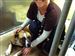 Gretel, a boxer mix, is shown with Melissa Hagemann, office manager at the Maumee Bay Veterinary Hospital in Oregon, Ohio.