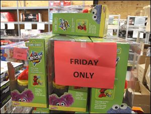 Merchandise for the Black Friday sale sits in the stockroom at the Meijer store in Rossford.