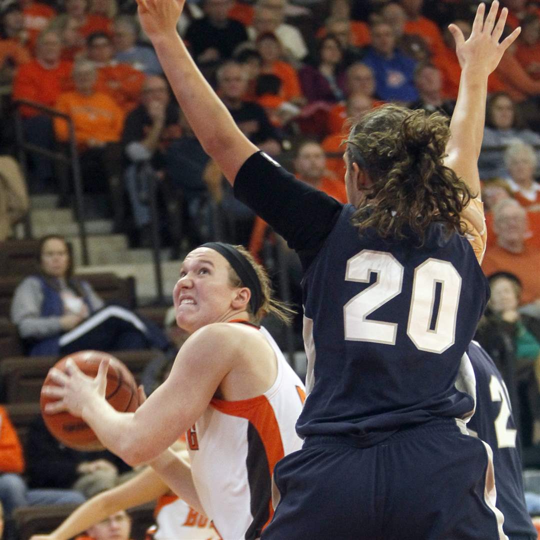 BGSU-s-Allison-Papenfuss-looks-to-shoot-while-defended-by-Butler-s-Becca-Bornhorst