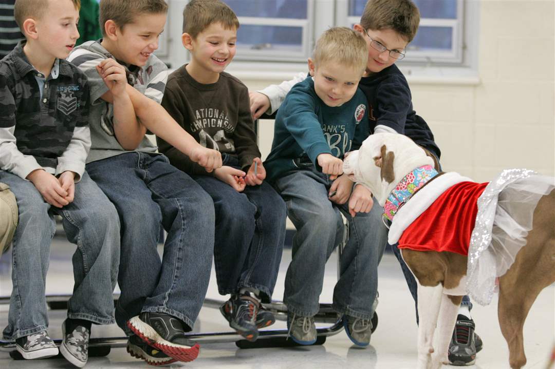 Whiteford-first-graders-pet-a-pit-bull