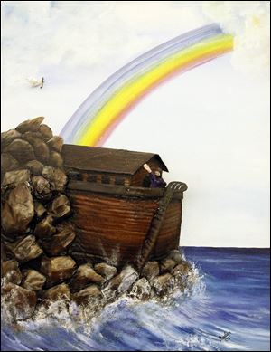 A mixed media piece called "Ark" made by a prisoner named Radar Varner in The  Federal Public Defender's office.