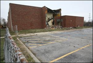The demolition of Libbey High School begins Monday, 01/09/12, in Toledo, Ohio.