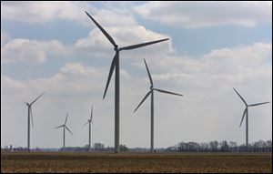 Exelon Power’s Exelon Wind subsidiary had sought to build 45 wind turbines similar to these as part of a proposed complex of several hundred in Riga, Ogden, and Palmyra townships. Exelon said it wanted to build this year but lack of favorable regulations in the township make that impossible.