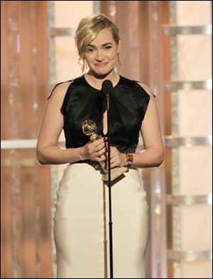 In this image released by NBC, Kate Winslet accepts the award for Best Actress in a Mini-Series or TV Movie for her role in 