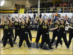 The Northview High School dance team performs at each home game played by the boys varsity basketball team.