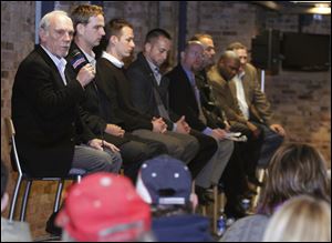 Tigers manager Jim Leyland talks about his team at the Mud Hens Fandemonium at Fifth Third Field. Three Tigers and four coaches attended.