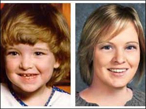 Emily Sawyer, left, went missing in April 1988. The image to the right is an age-progressed photo of what she may look like today.