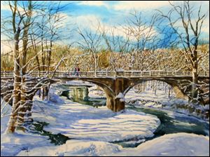 Thomas Thiery, of Adrian, won Best of Show for his painting 'Home From the Hill' in the Toledo Artists' Club's Let It Snow exhibit through Feb. 23 at Toledo Botanical Garden.