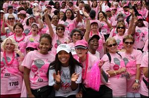 Gabrielle Union, ambassador for Susan G. Komen for the Cure's Circle of Promise, joins more than 25,000 participants, including 1,600 breast cancer survivors, at the Susan G. Komen New York City Race for the Cure in Central Park in this Sept. 13, 2009, file photo.