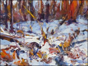"Winter Beauty," acrylic on board, by Aaron Bivins.