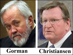 From right, Judge Robert Christiansen, and judge Francis Gorman.