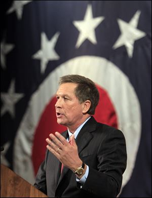 Gov. John Kasich speaks during the State of the State address at Wells Academy/Steubenville High School.