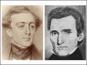Stevens Mason, head of the Michigan territory, left, and Ohio Gov. Robert Lucas — two different personalities — squared off as adversaries in the Toledo War.