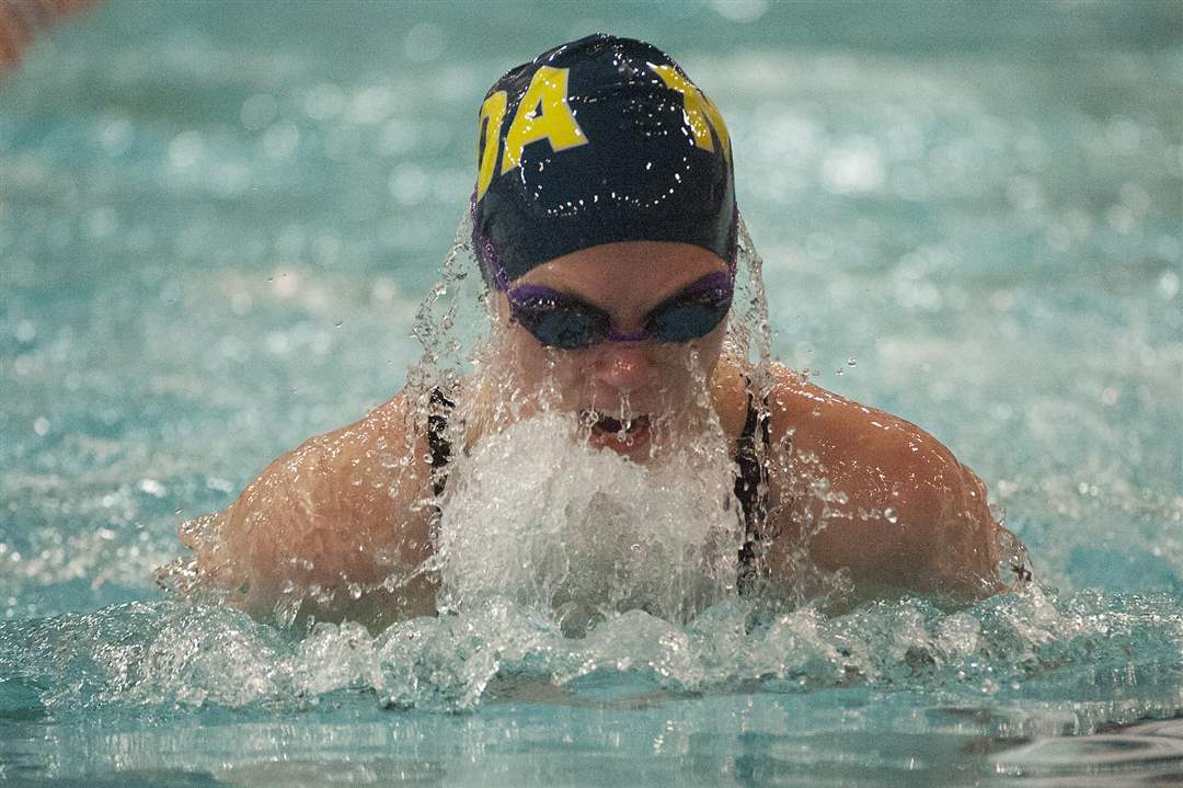 Rachael-Dzierzak-of-Toledo-Notre-Dame-Academy-swims-a-leg-of-the-Women-s-100-yard-Breaststroke