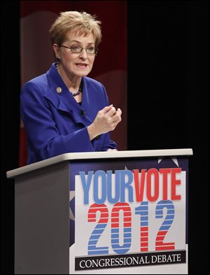 Marcy Kaptur, the incumbent Democratic candidate for the 9th Congressional District, speaks during a debate last week at Woodward High School in Toledo, Ohio.
