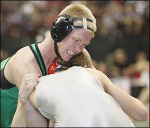Delta's Luke Kern beat Dylan Kleman of Columbus Grove 17-4 in the first round of the 138-pound bracket. 