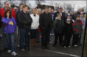 Some dab eyes, others hold back tears as ground is broken for Bryan’s David Betts Double Play Diamond site. David was a member of the Bluffton University baseball team when the team bus crashed.