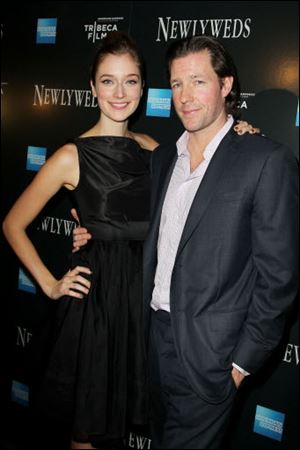 Caitlin Fitzgerald and Edward Burns arrive at the New York premiere of ‘Newlyweds.’ Burns wrote, directed, and starred in the film with Fitzgerald.