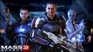 Mass Effect 3; Grade: *****; System: Xbox 360; PS3, PC; Published by: Electronic Arts; Genre: RPG; ESRB rating: M for mature.