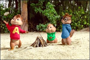 Alvin, left, Theodore, and Simon cause trouble in 'Alvin and the Chipmunks: Chip-wrecked!'