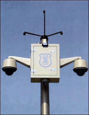 This SkyCop Systems surveillance camera is expected to be similar to the cameras that Toledo City Council approved for installation in the city. 