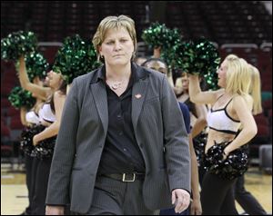 Tricia Cullop leaves the court after Toledo lost to Eastern Michigan in the MAC semifinals, erasing any shot at a trip to the NCAA tourney.
