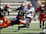  Bowling Green State University WR Diontre Delk (84) runs the ball during a spring football scrimmage April 7.