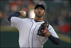 Detroit's Justin Verlander gave up four hits and three walks while striking out eight in six innings.