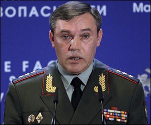Deputy Chief of General Staff Valery Gerasimov speaks Thursday at Russian Ministry of Defenses Conference on Missile Defense in Moscow.